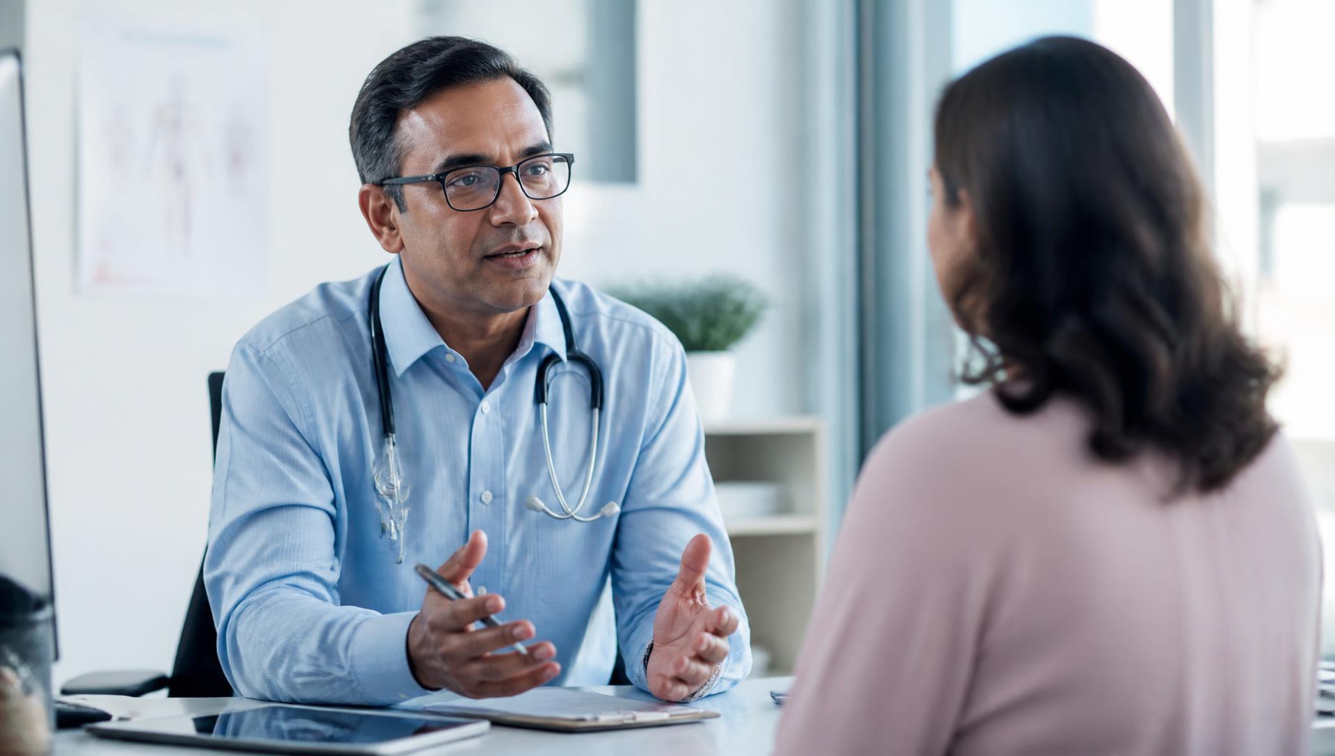 Physician reviewing a treatment plan with a patient